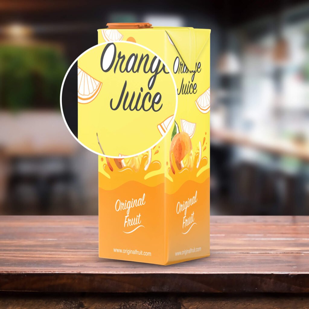 Close Up Of a Free Juice Box Mockup PSD Template