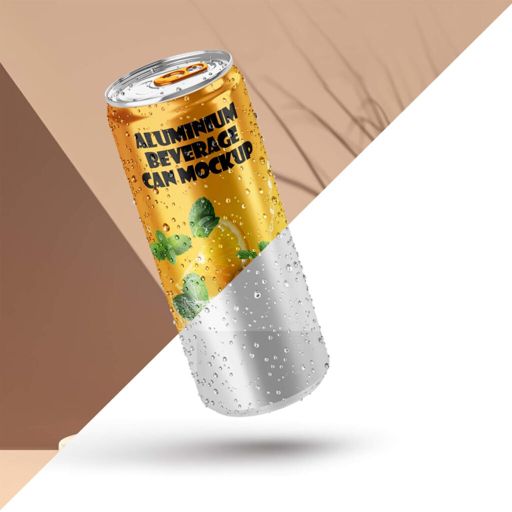 Editable Free Aluminium Beverage Can Mockup PSD Template