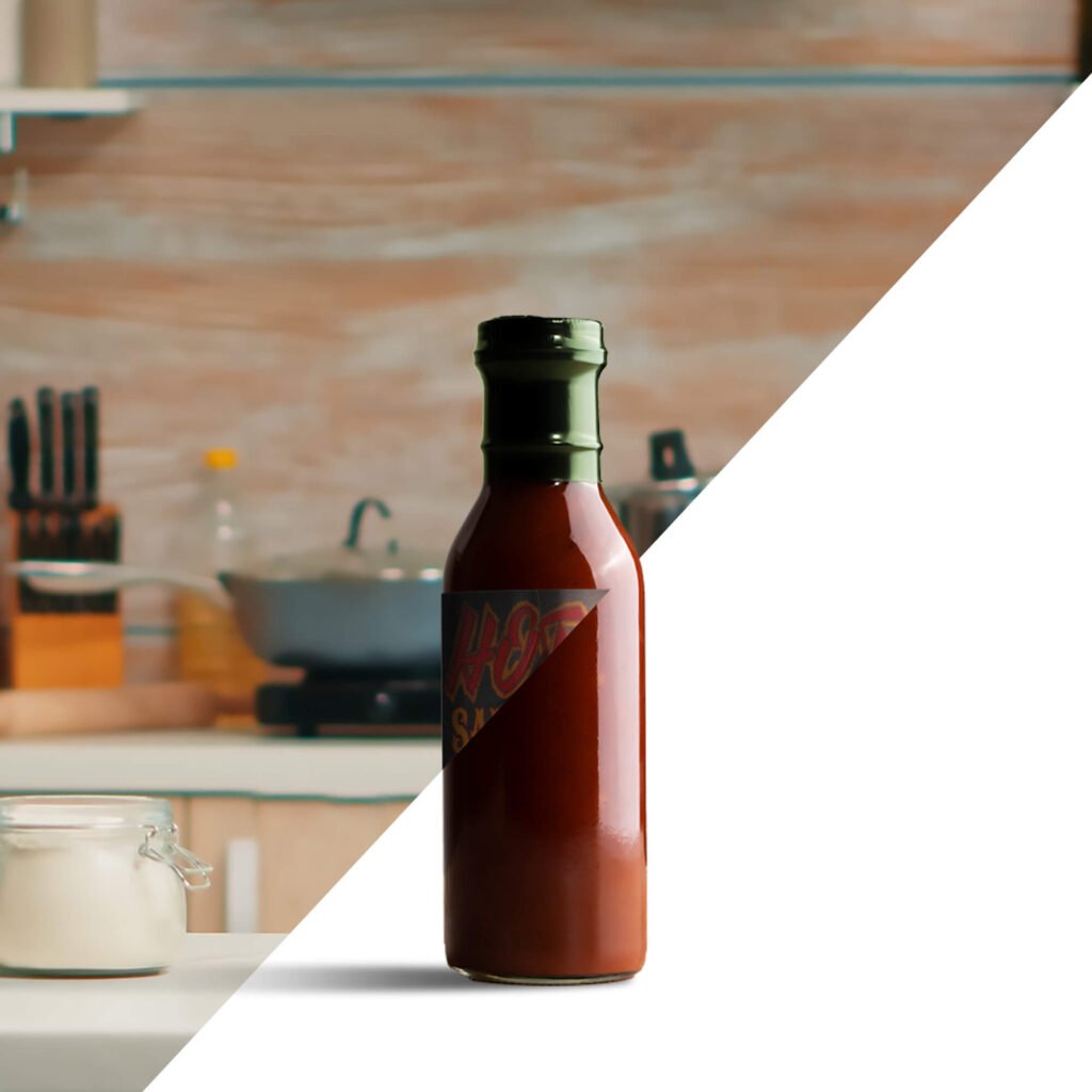 Editable Free Red Hot Sauce Bottle Mockup PSD Template