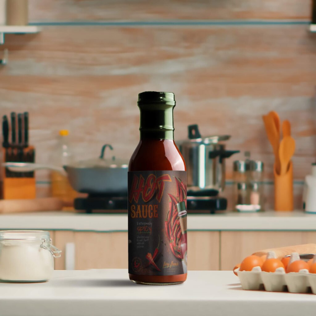 Free Red Hot Sauce Bottle Mockup PSD Template