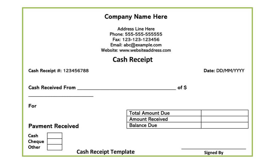 printable cash receipt